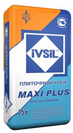 Клей для укладки плитки толстым слоем IVSIL MAXI PLUS \ ИВСИЛ МАКСИ ПЛЮС (25 кг)