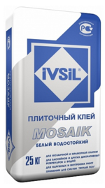 Белый клей для мозаичной плитки IVSIL MOSAIK / ИВСИЛ МОЗАИК (25 кг)